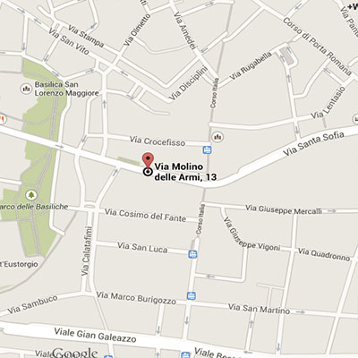 Mappa per arrivare in via Molino delle Armi 13 a Milano.